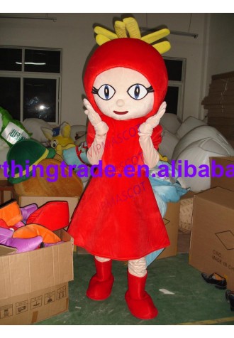 New arrival Cute Adult lovely red dress girl mascot fancy dress costumes Halloween cartoon party costumes