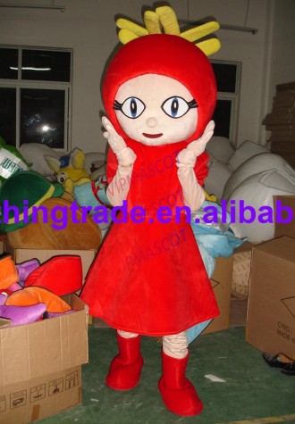 New arrival Cute Adult lovely red dress girl mascot fancy dress costumes Halloween cartoon party costumes