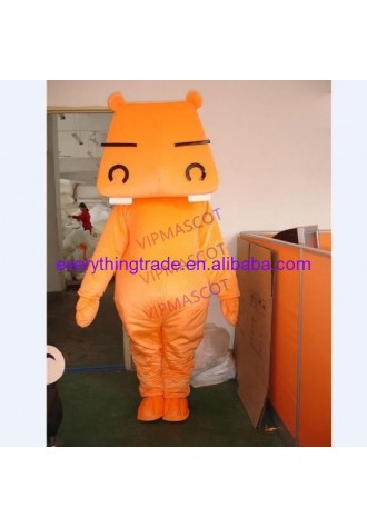 Hot sale Cute Cartoon Character Adult Cute Orange Big Tooth Hippo Mascot Costume