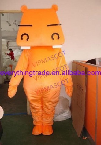 Hot sale Cute Cartoon Character Adult Cute Orange Big Tooth Hippo Mascot Costume