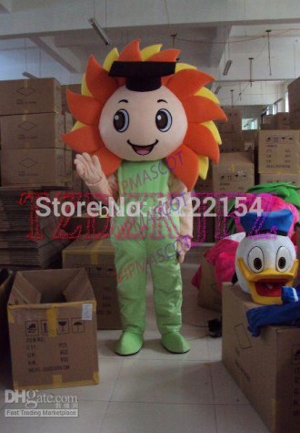 Hot selling Cute Adult cute Accept custom high-quality plant Sunflower boy Mascot Costume Fancy Dress Halloween