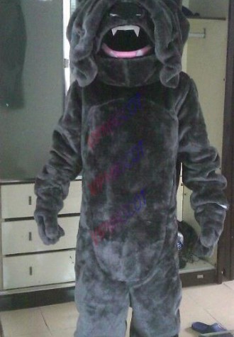 Smart Black Bulldog Dog Mascot Costume Mascotte Puppy Cutu Doggie Chien Dawg Adult With Happy Face Big Mouth No.4569 Free Ship
