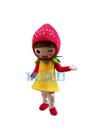 Strawberry Shortcake Girl Cartoon Adult Mascot Costume
