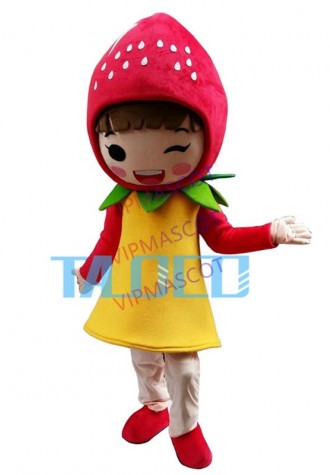 Strawberry Shortcake Girl Cartoon Adult Mascot Costume