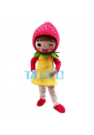 Strawberry Shortcake Girl Cartoon Adult Mascot Costume
