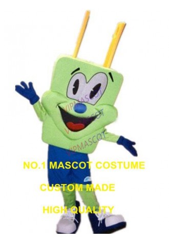 green plug man mascot costume adult size wholesale cartoon plug contact connector pin theme advertising costumes carnival 2942
