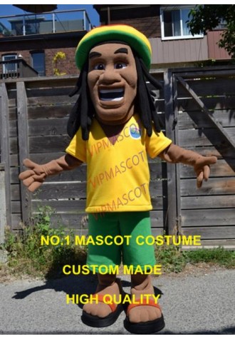 long black hair man mascot costume with hat adult size customizible good quality cartoon male theme anime cosply costumes 2434