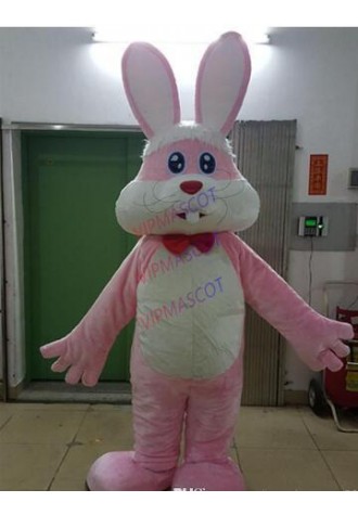 Hot Sale Pink Rabbit mascot costume Adult size Cartoon costumes clothing Rabbit Moving for Halloween party fancy Direct