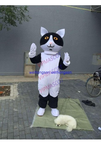Can be washed with water High quality EVA Material Black white cat Mascot Costumes Unisex cartoon Apparel 076
