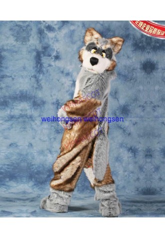 Can be washed with water High quality EVA Material Helmet Luxury Plush Simulation fur Color wolf Mascot Costumes 088