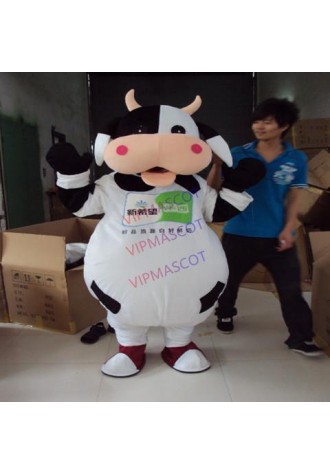 White and Black Milk Cow Mascot Costume Bull Calf Ox Mascot Milk Fancy Dress Costumes Adult Suit Size for Halloween Party Event