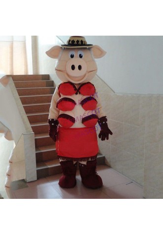 Puppets Striptease  Pig Swinish Mascot Costume Halloween Party Adult Size  Party Outfits Fancy Dress Free Shipping