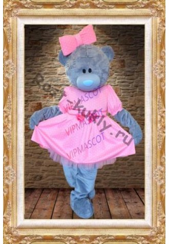 Lovely girls Teddy bear mascot costumes pink dresses Teddies tailsman doll costumes for Xmas Halloween Carnival party event