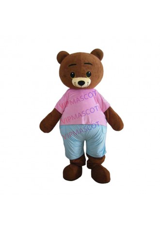 Cute Teddy Bear Custom Mascot Costume Adult Cartoon Cosplay Costume With Fan For Commercial Advertising promotion