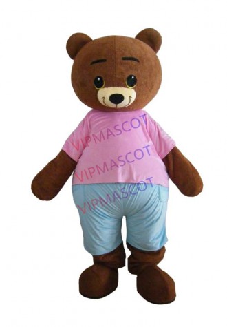 Cute Teddy Bear Custom Mascot Costume Adult Cartoon Cosplay Costume With Fan For Commercial Advertising promotion