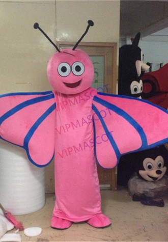 Pink Butterfly Moth Scalewing Dragonfly Mascot Costume Cartoon Character Outfit Suit Department Store Carnival Costume