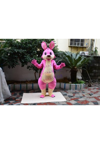 Pink Kangaroo Mascot Costume Adult Cartoon Character Outfit Suit Holiday Party Appreciation Banquet Mascot Apparel