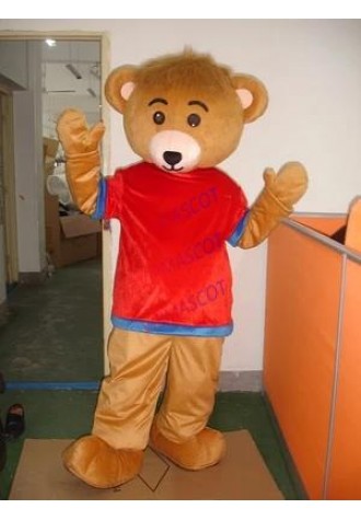 Wearing red clothes EVA material helmet bear mascot costume movie props performance role playing cartoon costume 433