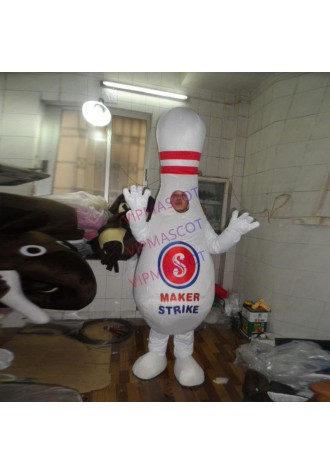 Hot selling white bowling pin mascot costume live adult Christmas Halloween costume fancy suit