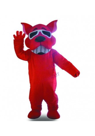 Professional Cosplay Mascot Costume Adult Size Red sunglasses Dog Mascot Costume Free Shiping Halloween Fancy Dress party