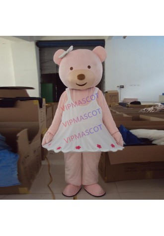Bear mascot costume in skirt adult costume