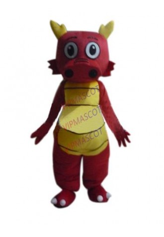 New arrival Cute Cartoon Character Adult lovely big red dragon Mascot Fancy Dress party Costume adult size