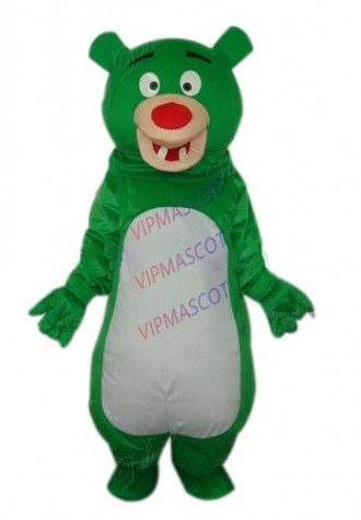 Hot selling Cute Adult cartoon character lovely green bear Mascot Costume fancy dress party costumes