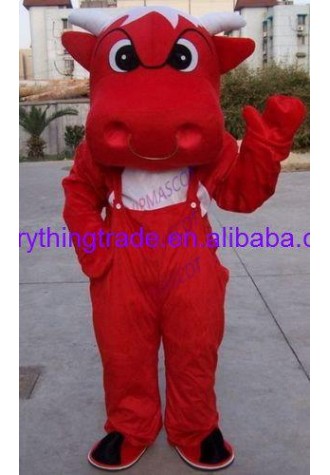 Hot sale Cute Cartoon Character Adult lovely Red bull Adult Mascot Costume Halloween party costume