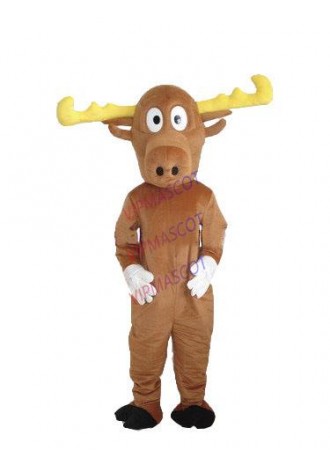 Hot sale Cute Adult yellow Reindeer mascot fancy dress costumes Halloween party costumes