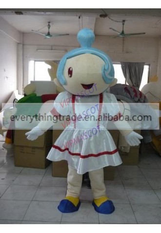 New arrival Foam Adult lovely cartoon white dress girl mascot costume fancy dress party costumes adult size