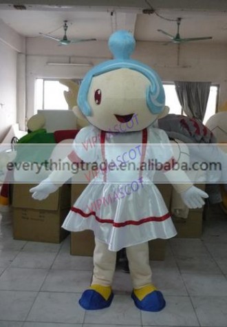 New arrival Foam Adult lovely cartoon white dress girl mascot costume fancy dress party costumes adult size