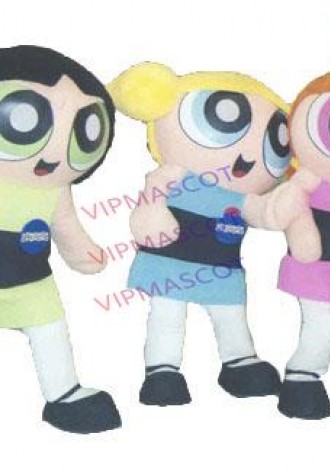 Hot sale Cute Cartoon Character Adult cute powerpuff Girl Dress cosplay Halloween  Party Costume