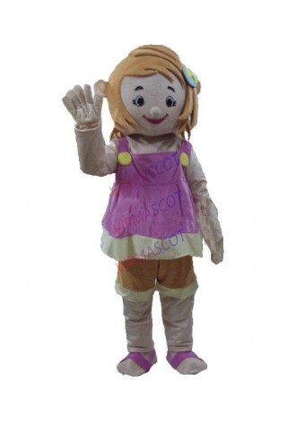 New arrival Cute Adult lovely brown hair happy girl mascot fancy dress costumes cartoon party costumes adult size