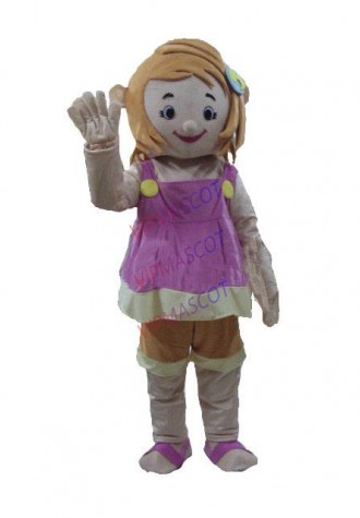 New arrival Cute Adult lovely brown hair happy girl mascot fancy dress costumes cartoon party costumes adult size