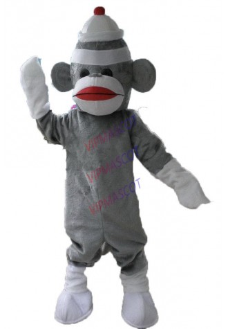 New arrival Cute Cartoon Character Professional New Grey Sock Monkey Mascot Costume Fancy Dress