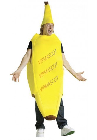 Hot selling Cute Adult cute BANANA FUNNY MASCOT COSTUME Fruit Pullover Tunic Hat Yellow Theme Party Adult Cartoon Suit