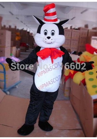 Seuss The Cat in The Hat Mascot Costumes Fancy Dress Halloween Party Adult Size Free Shipping