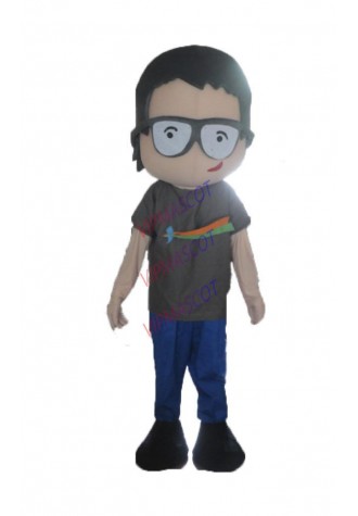 Latest high quality lovely cool boy with glasses mascot costume Adult Fancy dress mascot Halloween Holiday special clothing