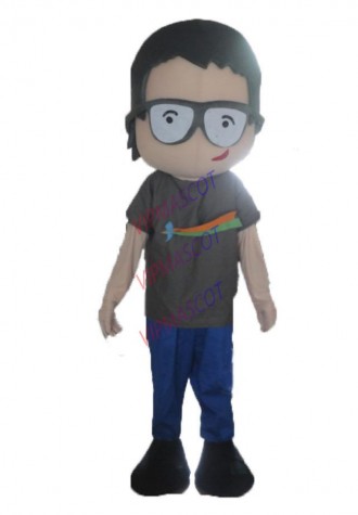 Latest high quality lovely cool boy with glasses mascot costume Adult Fancy dress mascot Halloween Holiday special clothing