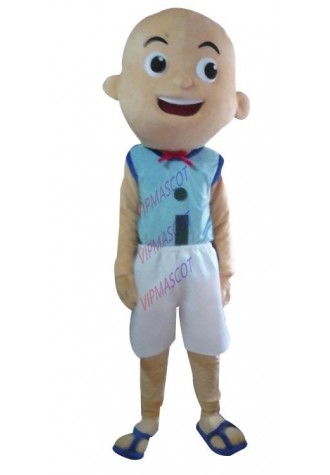 Halloween Cartoon Lovely Blue Shirt Black Trousers Bald Boy Mascot Costume Outfit Fancy Dress Suit Adult Size Free Shipping