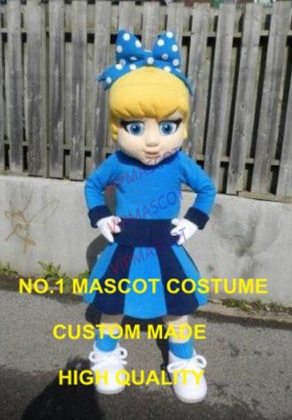 Blue DRESS Cutie Cheer Leader Mascot Costume custommizable Cartoon little girl Theme Anime Costume Costumes Carnival Fancy 2423