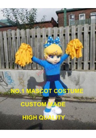 Blue DRESS Cutie Cheer Leader Mascot Costume custommizable Cartoon little girl Theme Anime Costume Costumes Carnival Fancy 2423