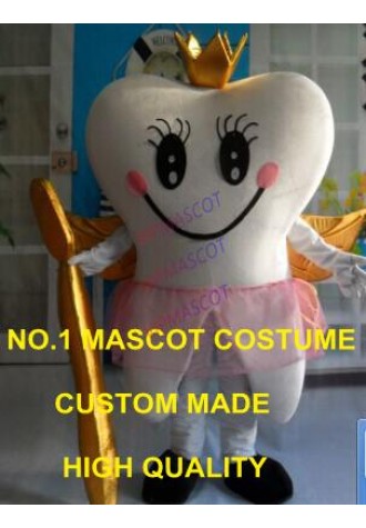 Golden Queen Teeth Tooth Mascot Costume adult size cartoon character dentist advertising fancy dress suit kits 2465