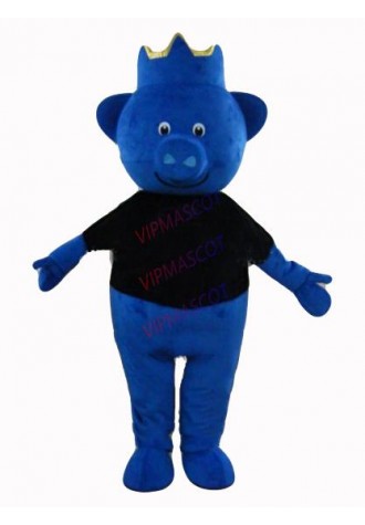 customized blue king pig mascot costume adult size cartoon pig theme advertising costumes carnival fancy dress props 2606