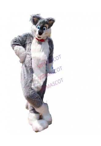 Can be washed with water High quality EVA Material Helmet Luxury Plush Simulation fur Gray wolf Mascot Costumes 085