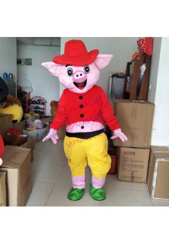 Happy Pig Mascot Costumes Cartoon Apparel Advertisement Costumes Halloween Birthday Party  Animal Mascot Costume Cute Game Play