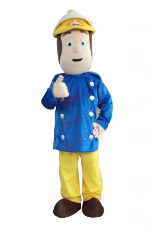 Fireman Sam Mascot Costume Fancy Dress Adult Size for Halloween Party Event Dress Party Clothin Free Shipping