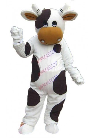 White and Black Milk Cow Mascot Costume Bull Calf Ox Mascot Milk Fancy Dress Costumes Adult Suit Size for Halloween Party Event