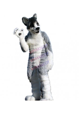 Luxury Plush Simulation fur Gray wolf Mascot Costumes Movie props show walking cartoon Apparel cosplay