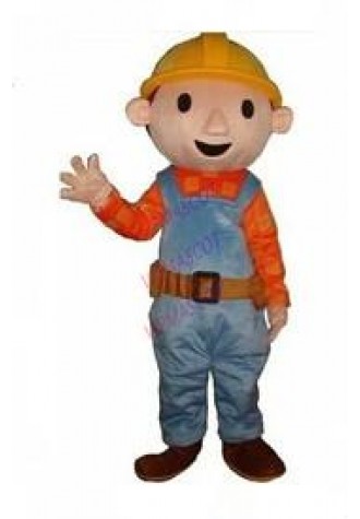 New Custom Bob The Builder Clothes Adult Mascot Costume Adult Size Fancy Dress for Halloween Party Free Shipping